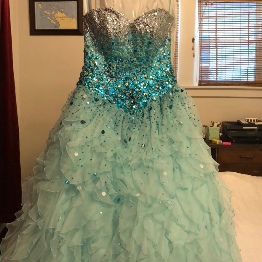 Light Blue Strapless Prom Dress